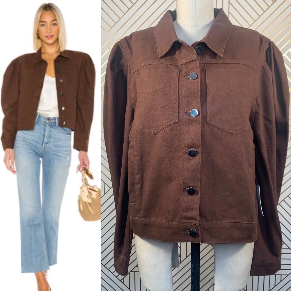 LPA the Label Kyla Denim Jacket Espresso Brown